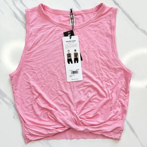 NWT Alo Yoga Cover Tank Twist Front Soft Cropped Sleeveless Athletic Pink Top S - Picture 2 of 10